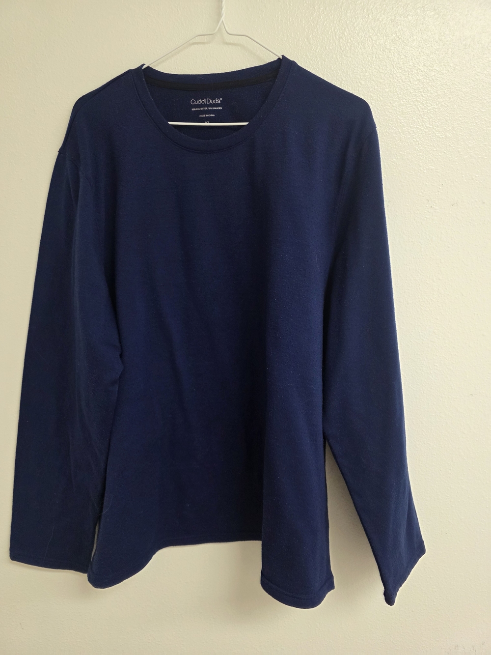Cuddl Duds Navy Long Sleeve Crewneck Top (0342)